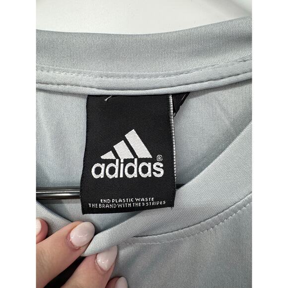 Adidas Men's Icon Short Sleeve T-Shirt Sz Large Gray Black Dry Fit Athletic Crew - Picture 5 of 7